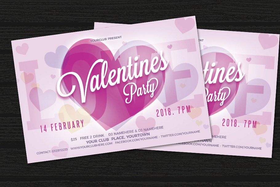 情人节广告海报设计 Valentines Day Flyer