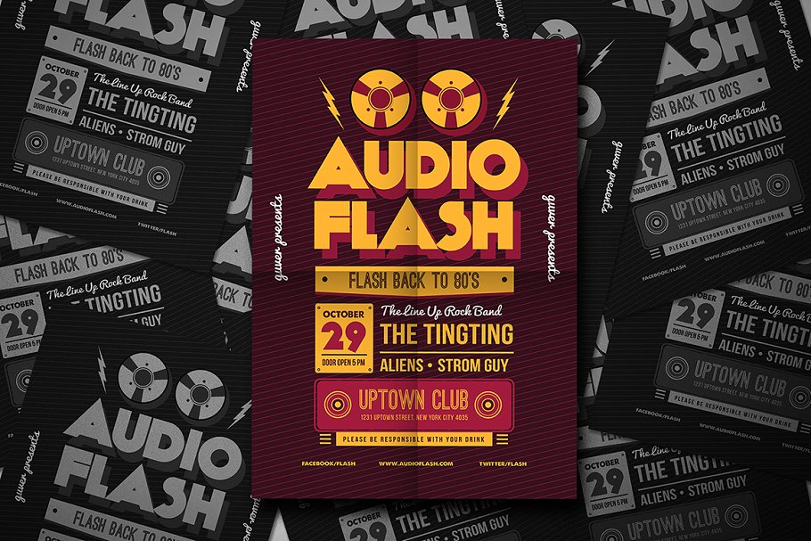 复古音乐海报设计模板 Audio Flash Music F
