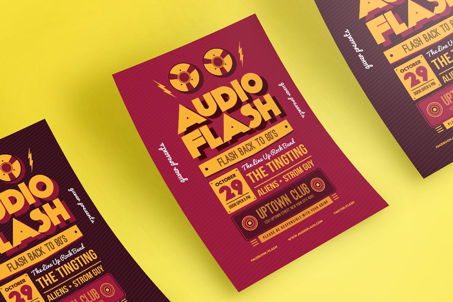 复古音乐海报设计模板 Audio Flash Music F