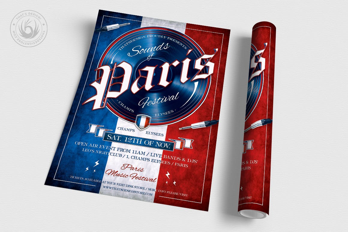 高品质法国巴黎之声宣传海报宣传单sounds-of-pari
