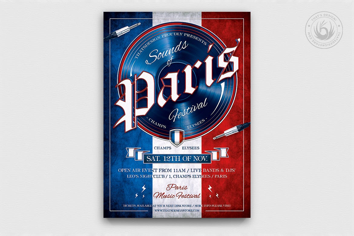 高品质法国巴黎之声宣传海报宣传单sounds-of-pari