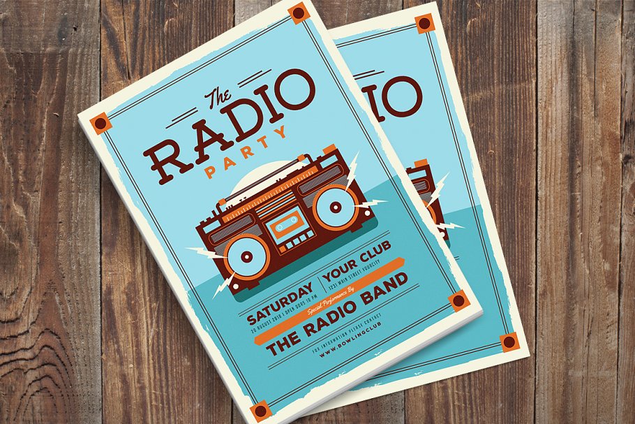 怀旧风格收音机海报制作 Radio Party Flyer