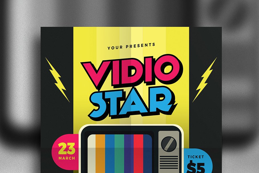 复古音乐海报设计 Video Star Music Flye