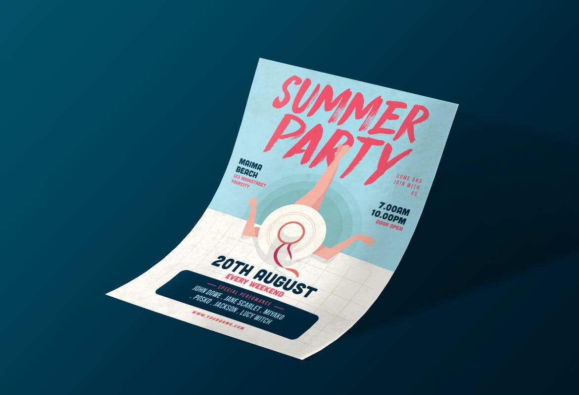 夏季泳池广告创意海报模板summer-pool-flyer