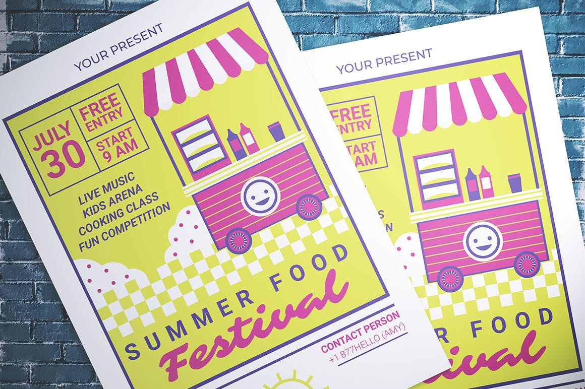 夏季美食创意海报模板summer-food-festival