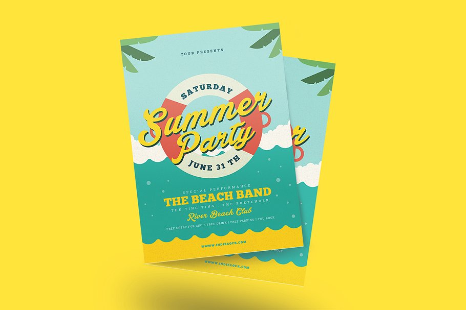 夏季游泳圈海报设计 Summer Beach Flyer #