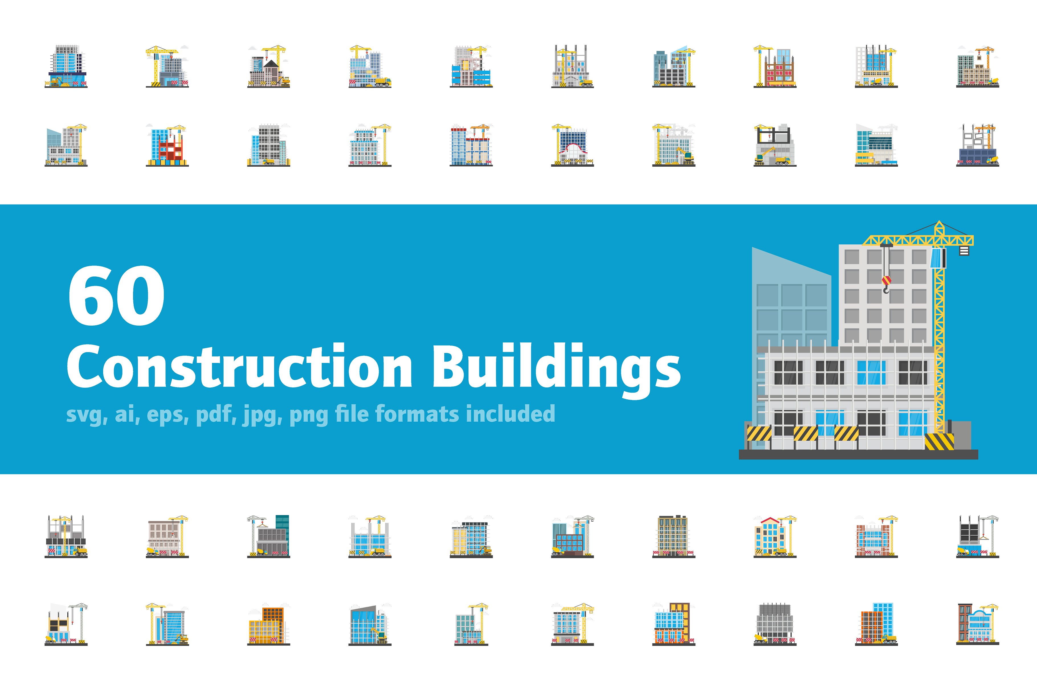 60个平面建筑图标素材Flat Construction B