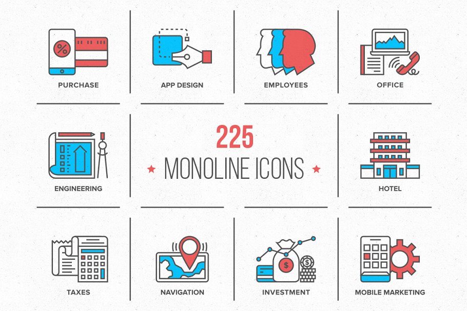 保险公司图标素材 Monoline Icons Collec