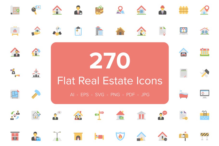 房产资产图标下载 270 Flat Real Estate