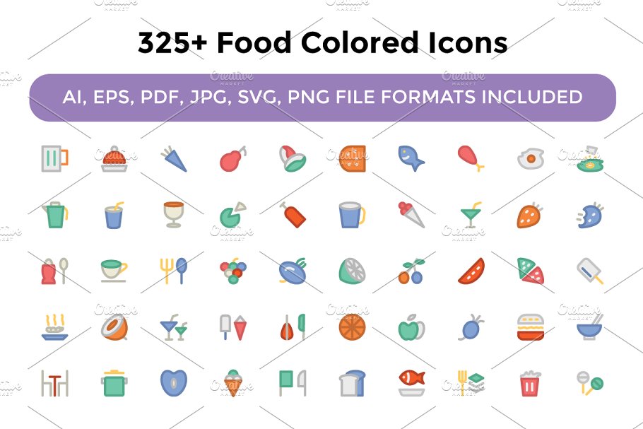 325 食品彩色图标 325 Food Colored I
