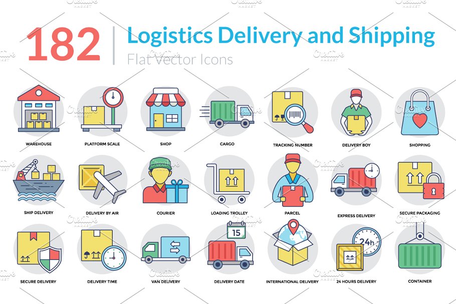 物流配送图标素材 182 Logistics Deliver