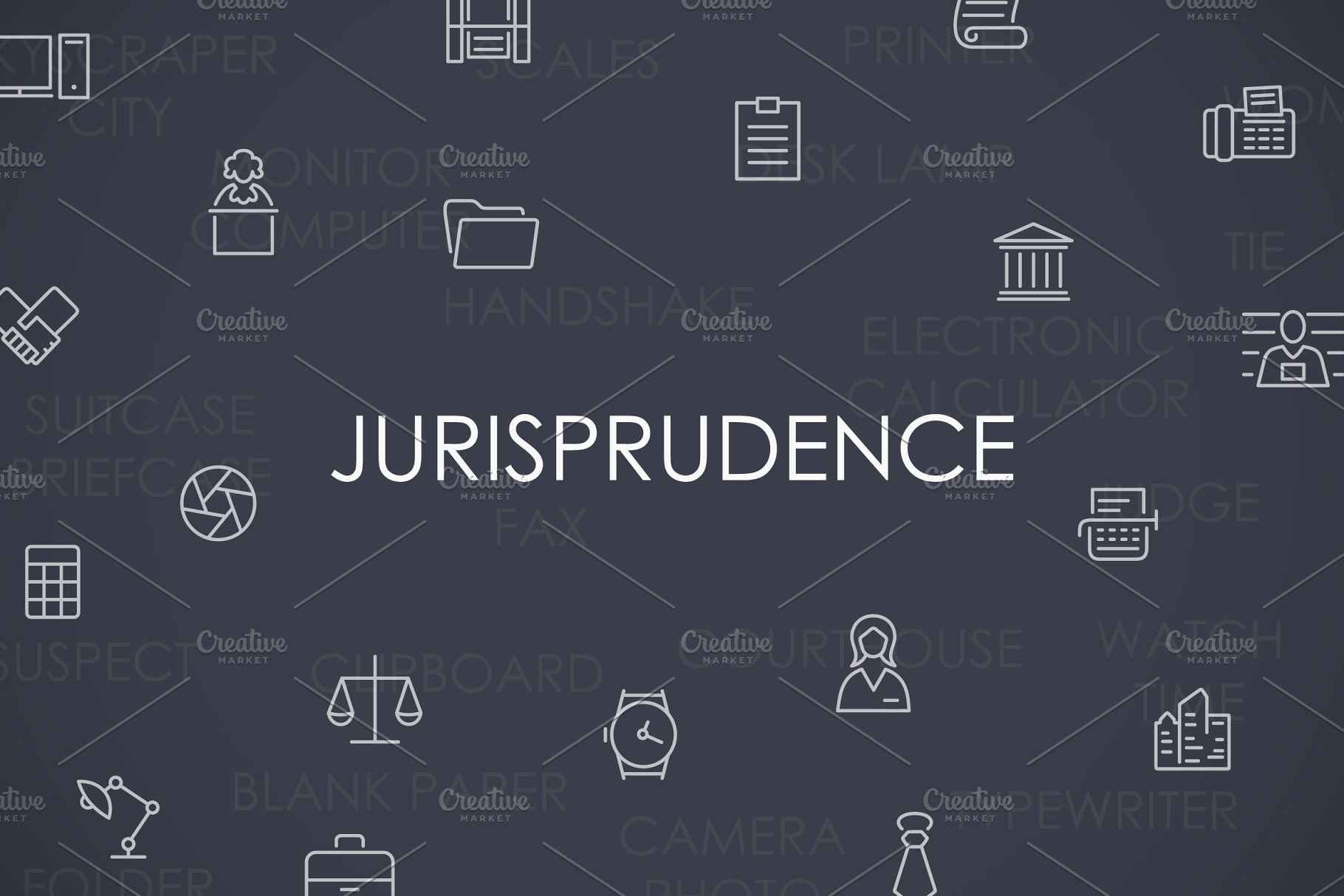 法理学图标素材 Jurisprudence thinline