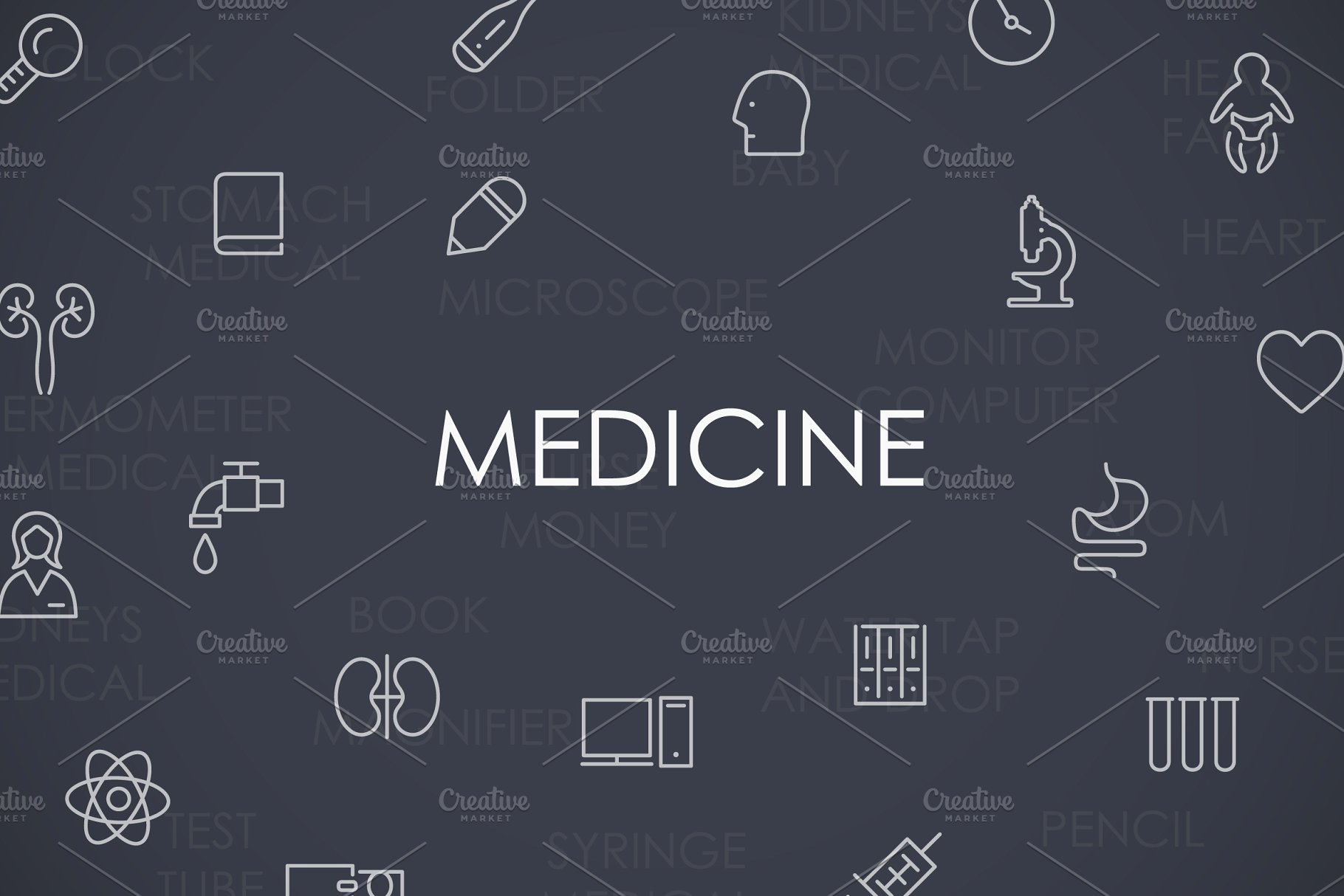 医疗图标素材 Medicine Thin Line Icon