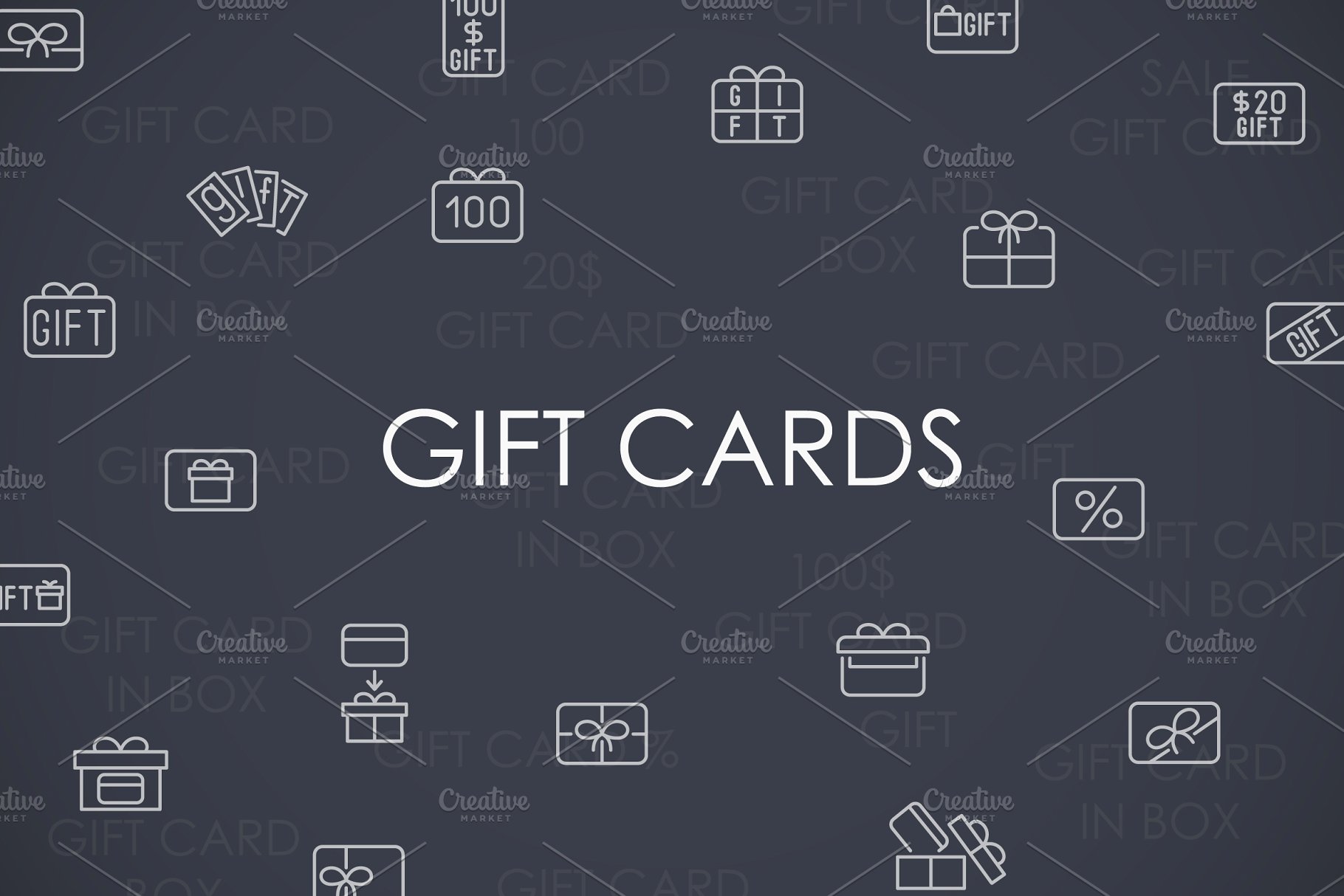 礼物卡片矢量图标素材 Gift cards thinline
