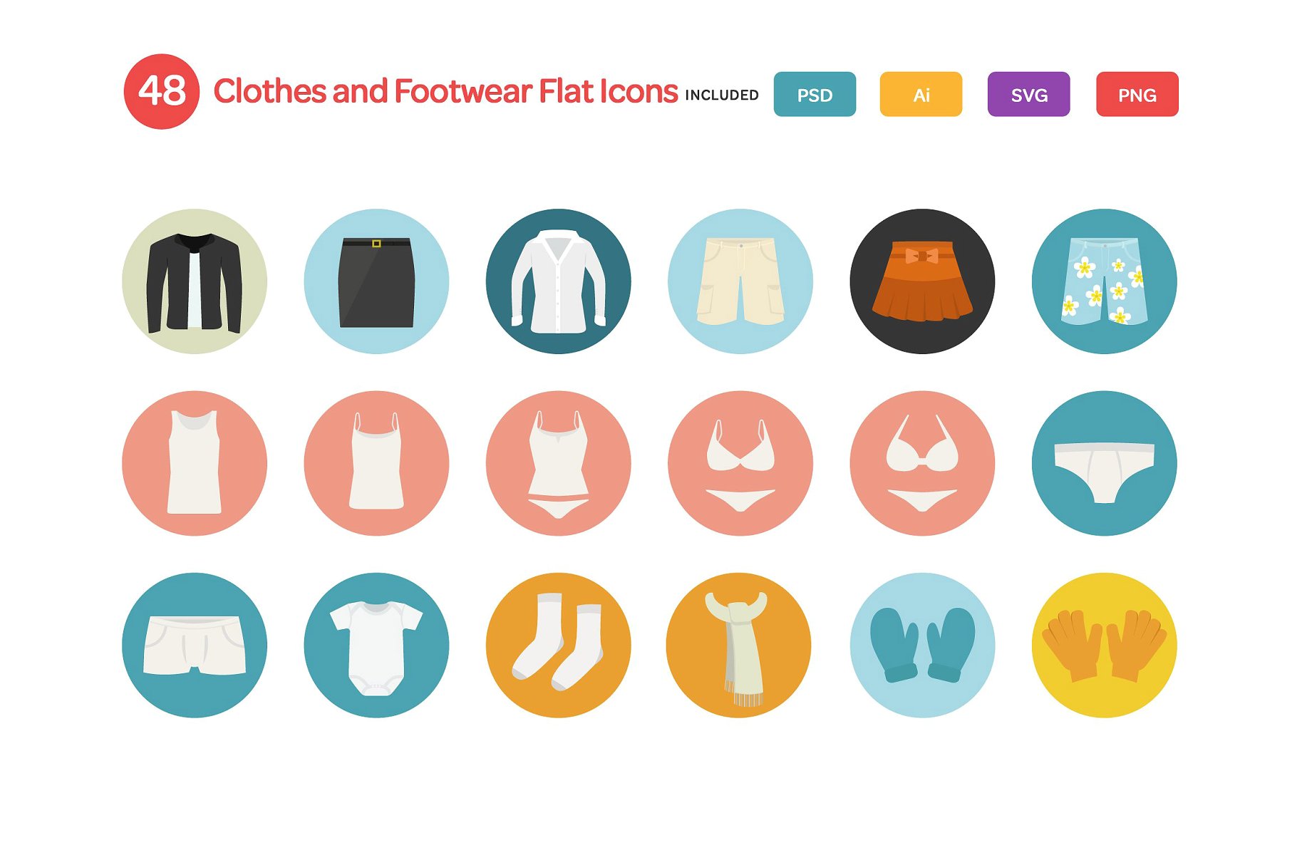 服饰矢量图标素材 Clothes and Footwear