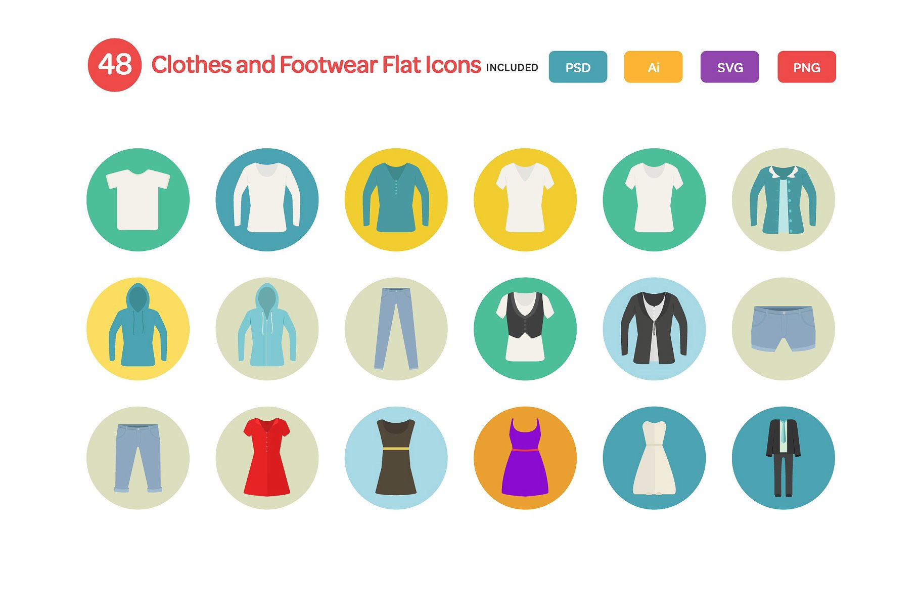 服饰矢量图标素材 Clothes and Footwear