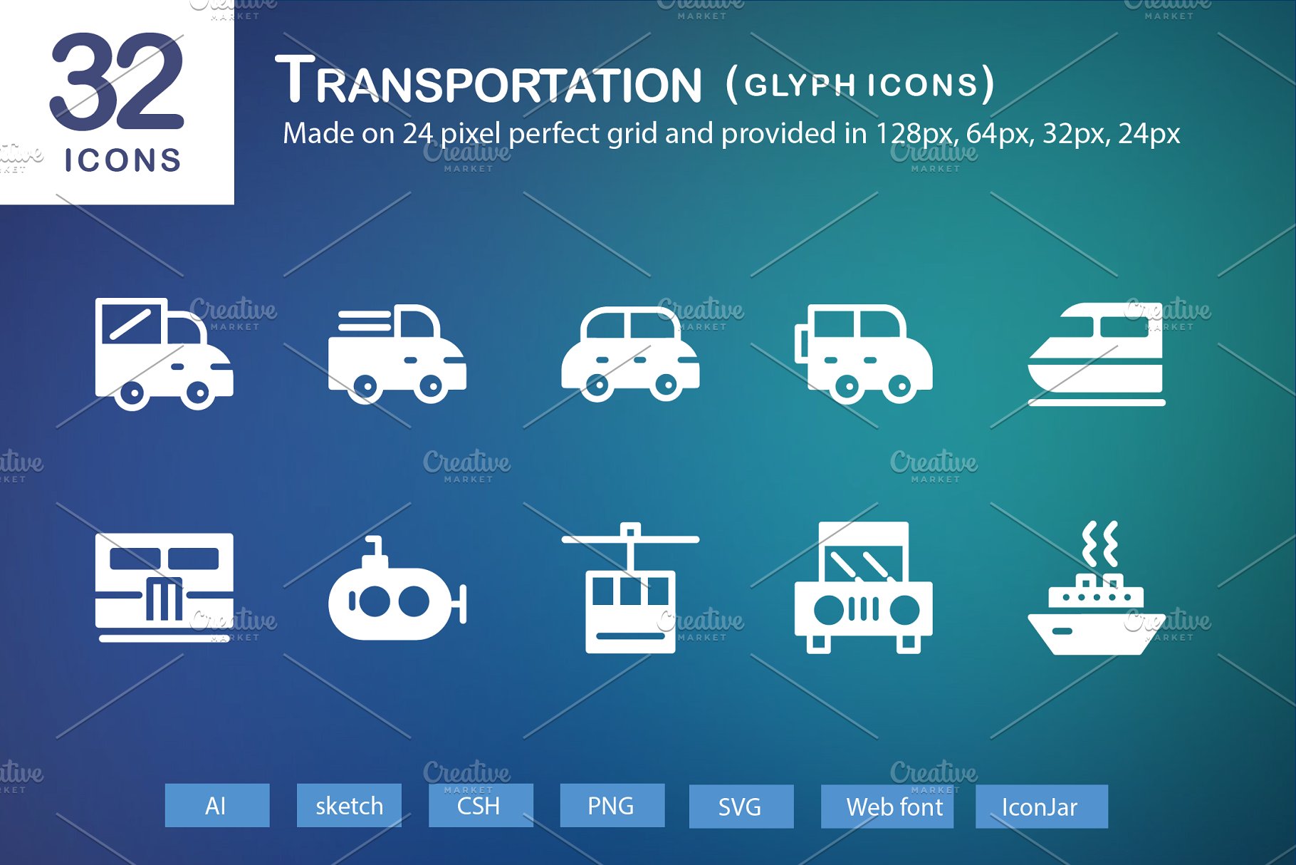 交通app图标素材 32 Transportation Gl