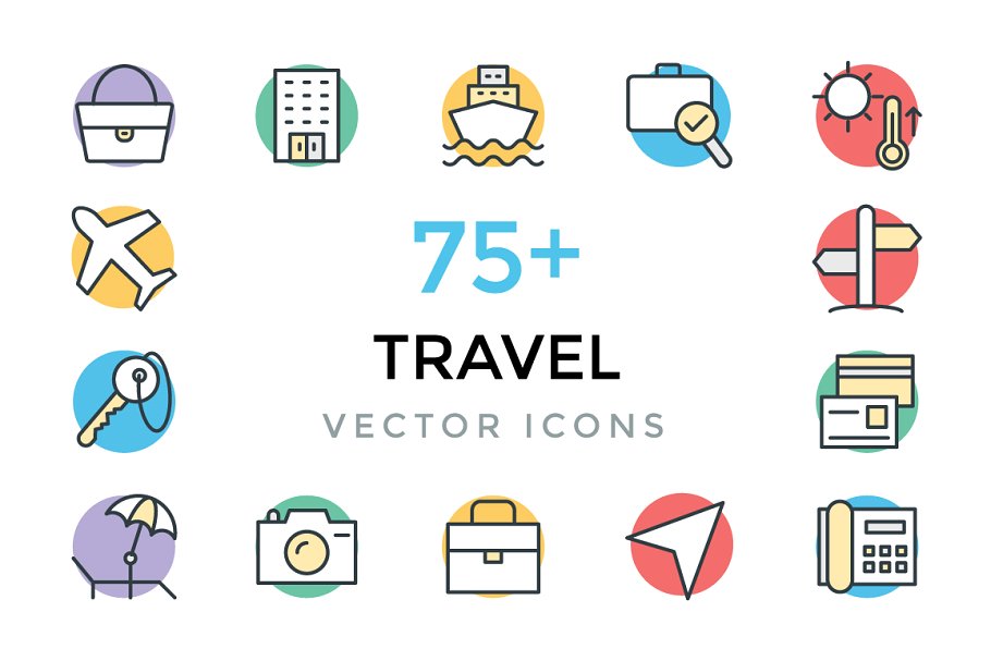 75 旅行矢量图标素材 75 Travel Vector