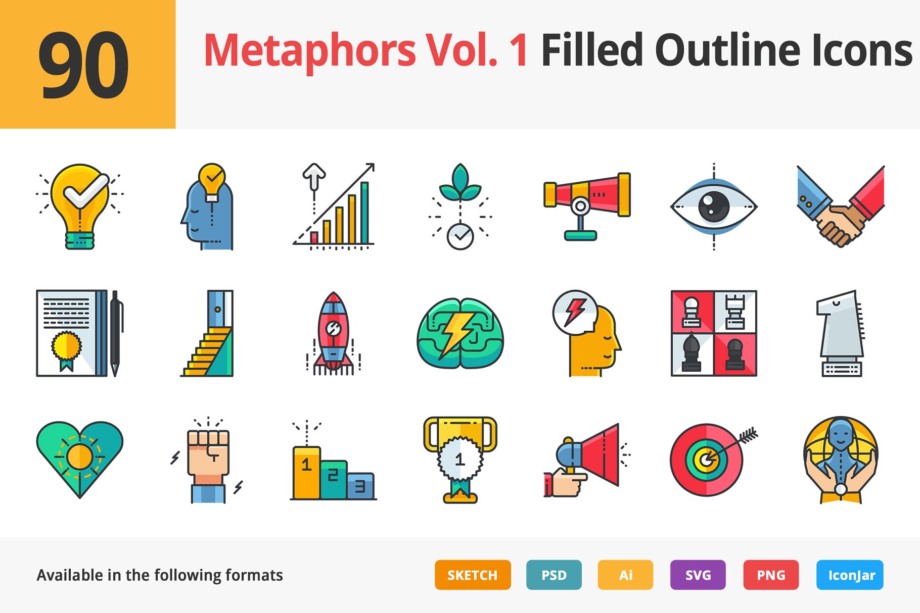 隐喻图标制作 90 Metaphors Filled Ico
