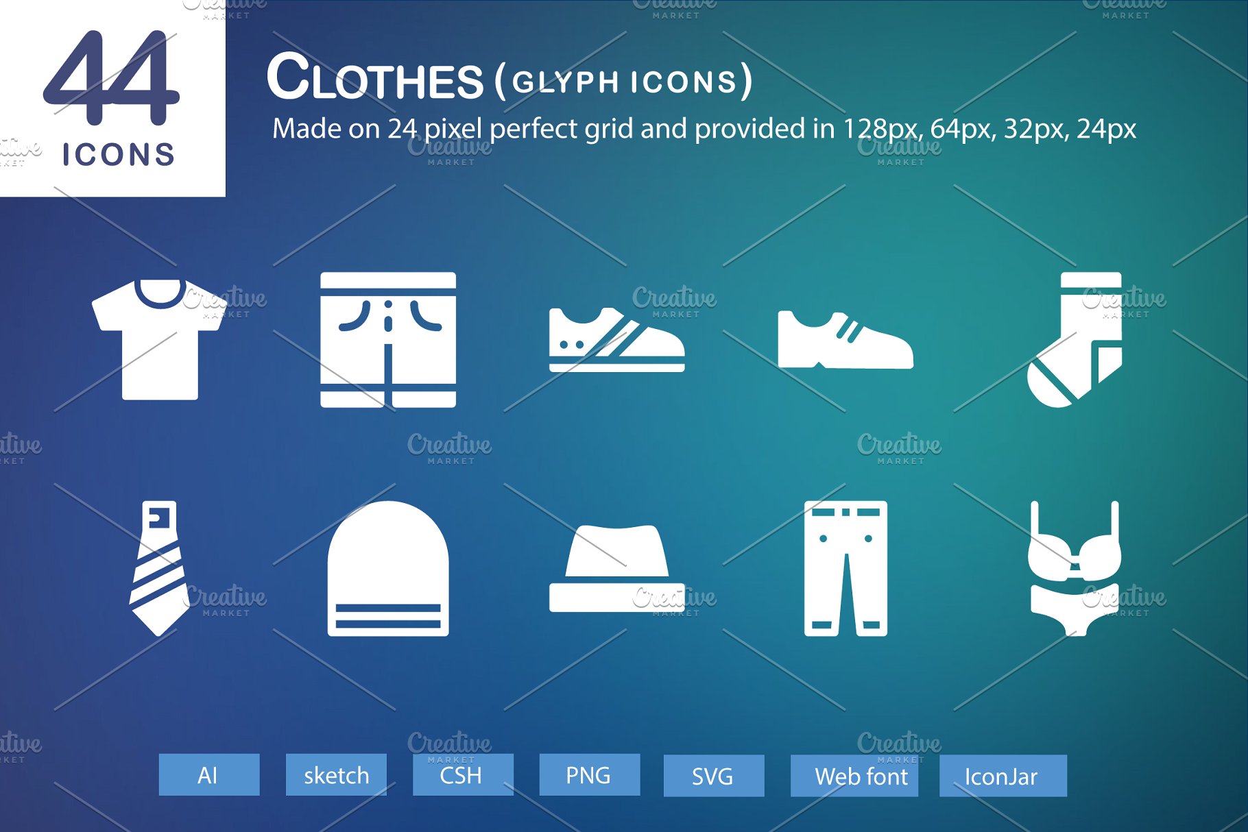 44个衣服字形图标 44 Clothes Glyph Ico