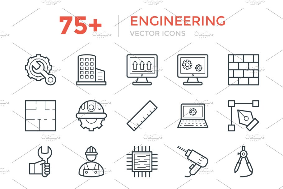 75 工程矢量图标 75 Engineering Vect