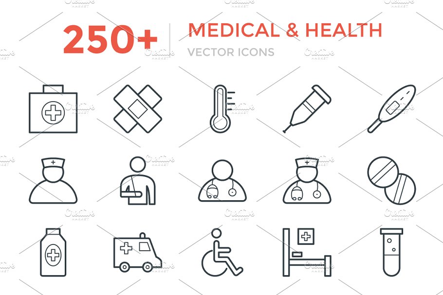 医疗健康矢量图标 250 Medical and Heal