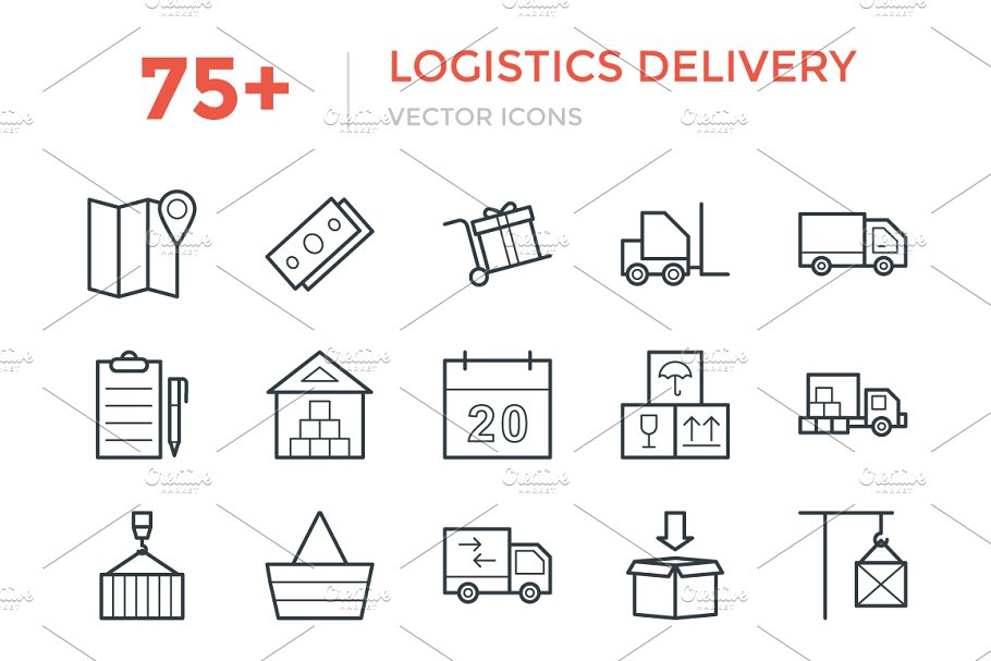 物流配送矢量图标 75 Logistics Deliver