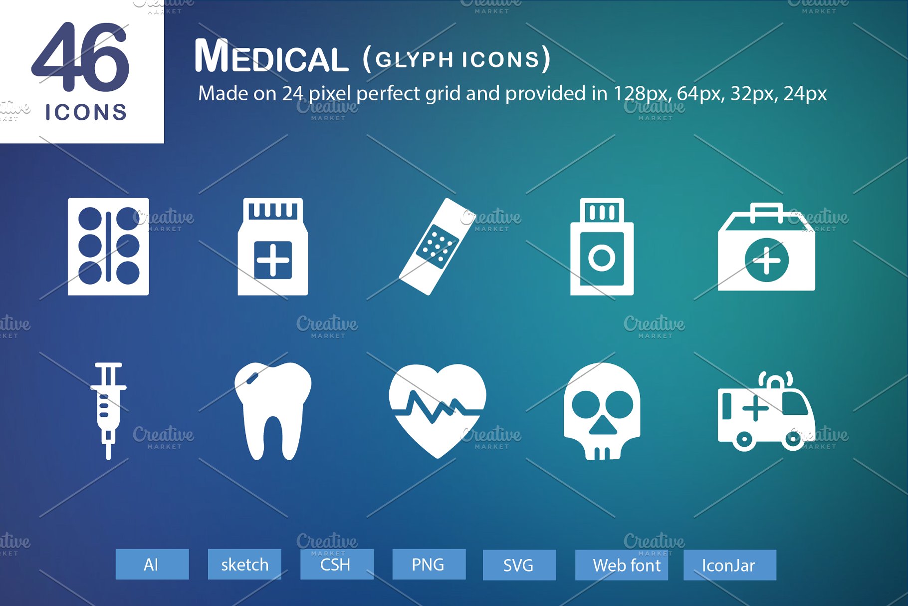 医学图标集 46 Medical Glyph Icons #