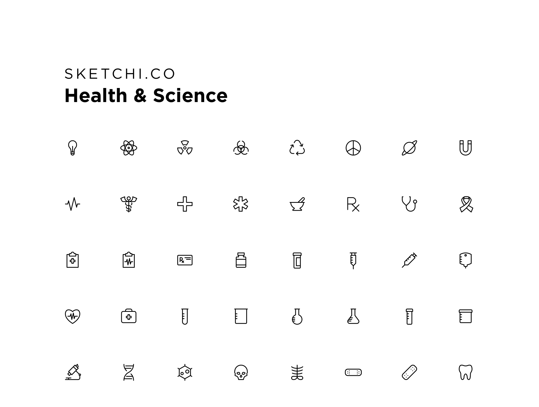 健康与自然科技相关的图标Health & Scien