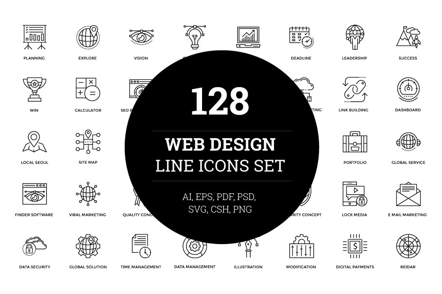 网页设计图标 128 Web Design Line Ico