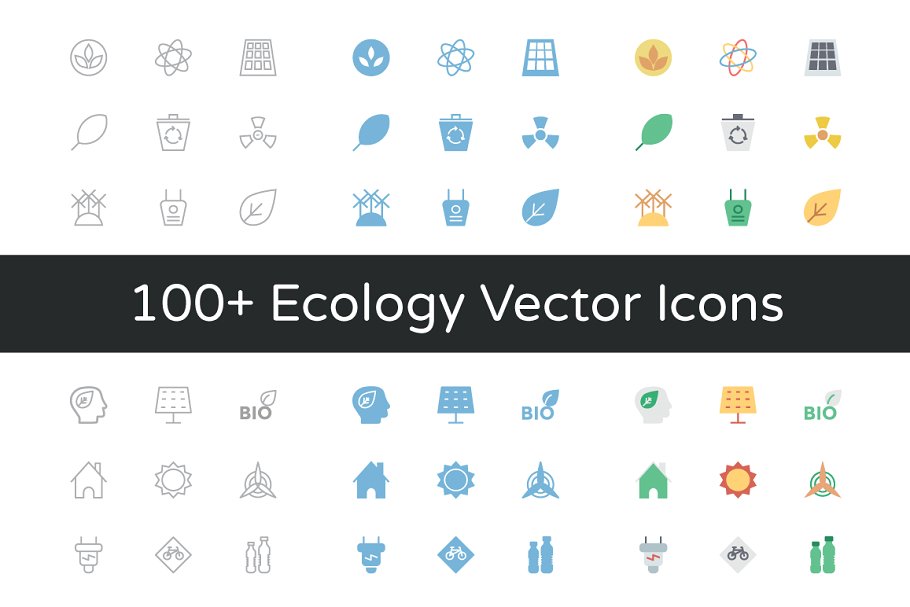100 生态矢量图标素材 100  Ecology Vect