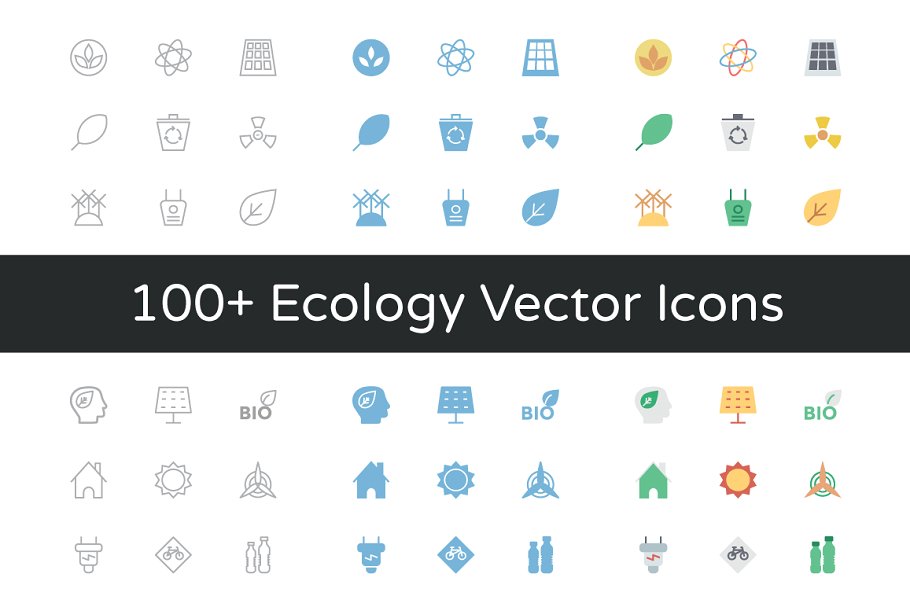 100 生态矢量图标素材 100 Ecology Vect