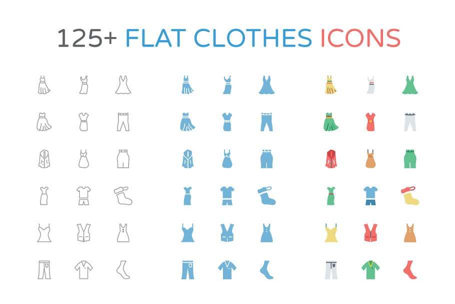 扁平化服装服饰图标素材 125  Flat Clothes