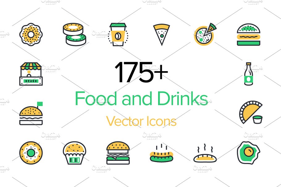 175 食物和饮料图标集 175 Food and Dri