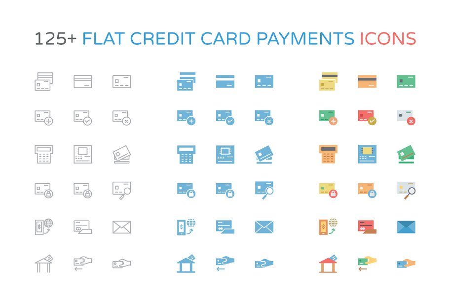 平面信用卡支付图标素材 125 Flat Credit C