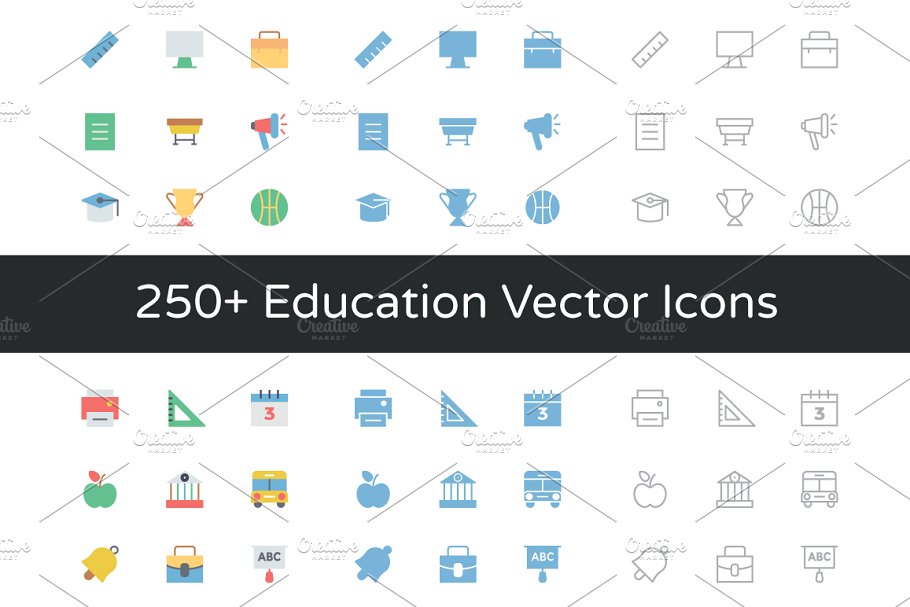 250 教育矢量图标 250  Education Vect