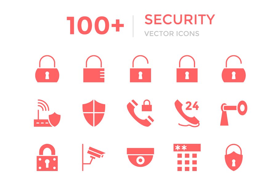 100 安全矢量图标 100  Security Vecto