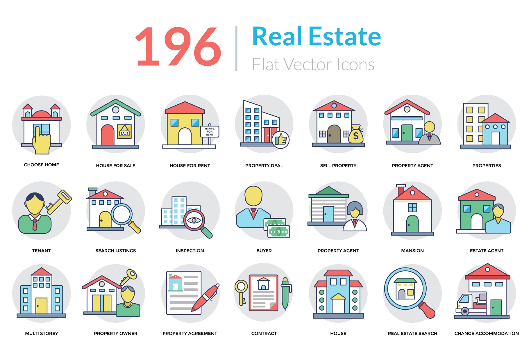 真实资产图标插画 196 Real Estate Icons