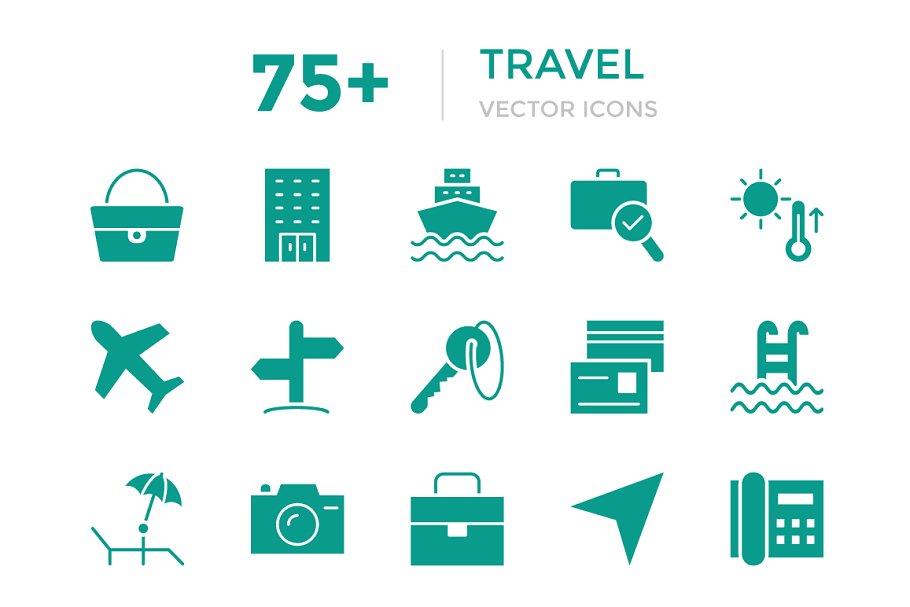 75 旅行矢量图标 75 Travel Vector Ic