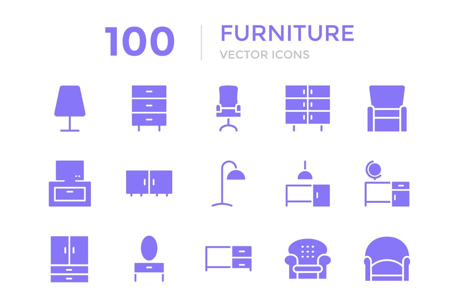 家具矢量图标 100 Furniture Vector Ic