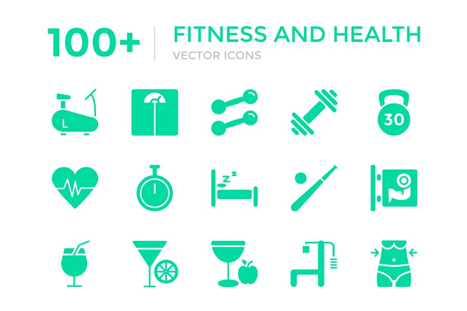 健身和健康矢量图标 100  Fitness and Hea