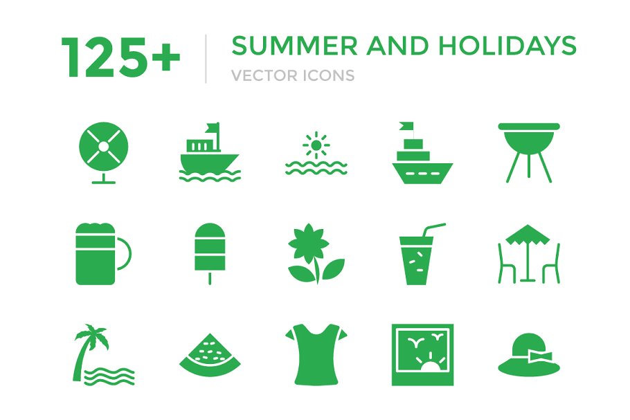 夏天假日矢量图标集Summer  Holidays Vect
