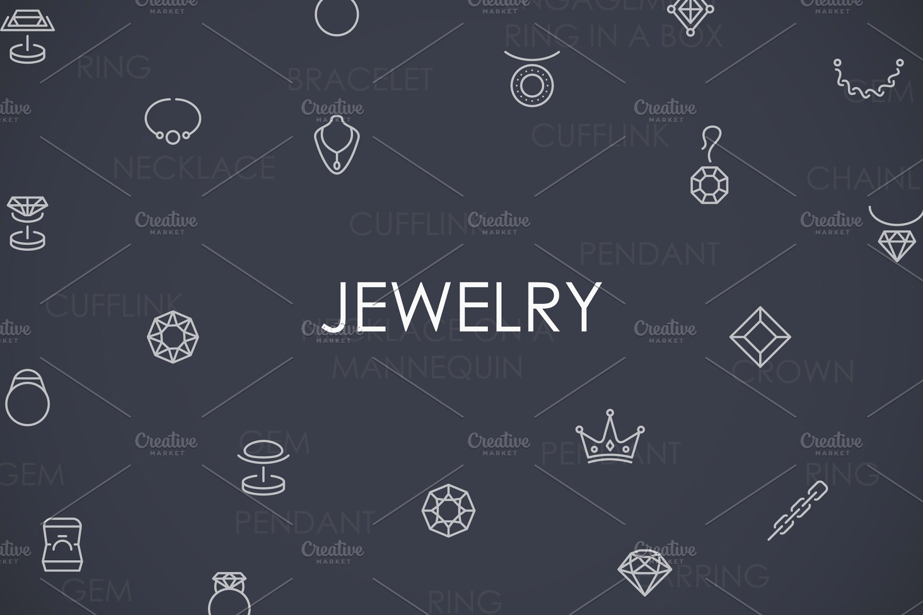 珠宝矢量图标素材 Jewelry thinline icon