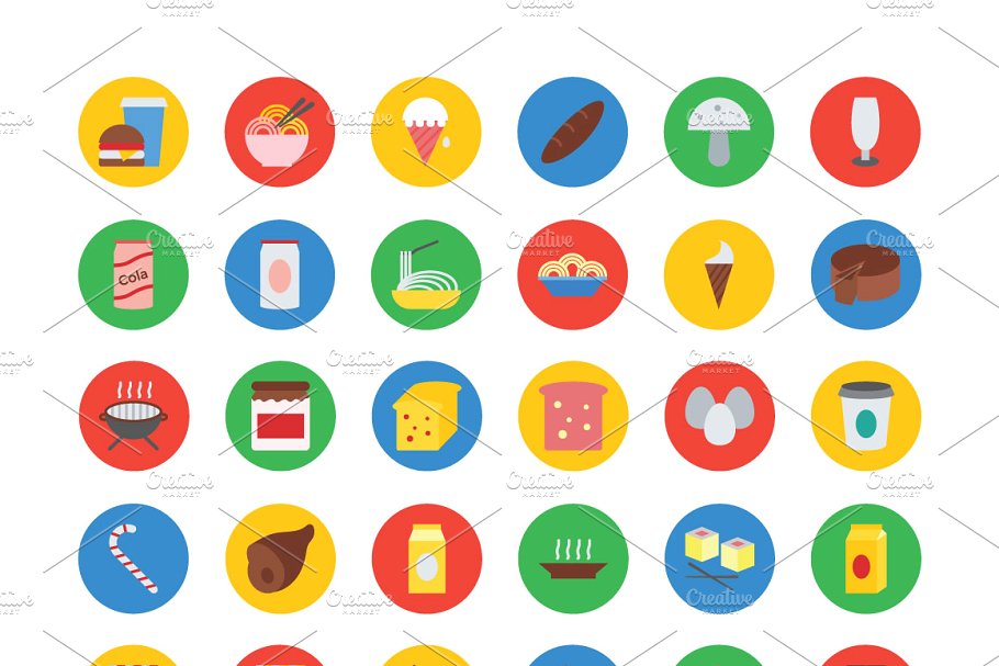 扁平化食物图标 300  Food Vector Icons
