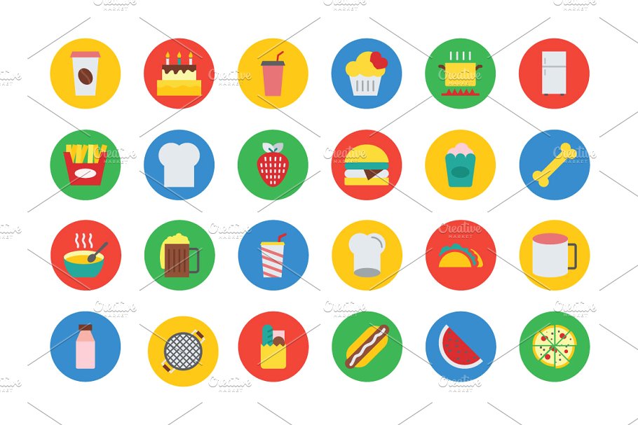 扁平化食物图标 300  Food Vector Icons