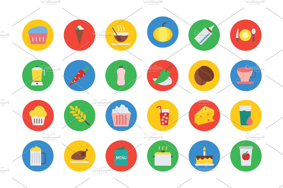 扁平化食物图标 300 Food Vector Icons