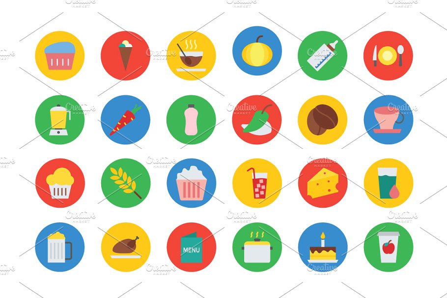 扁平化食物图标 300  Food Vector Icons