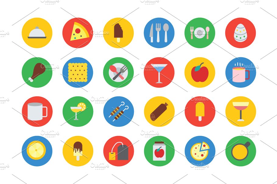 扁平化食物图标 300  Food Vector Icons