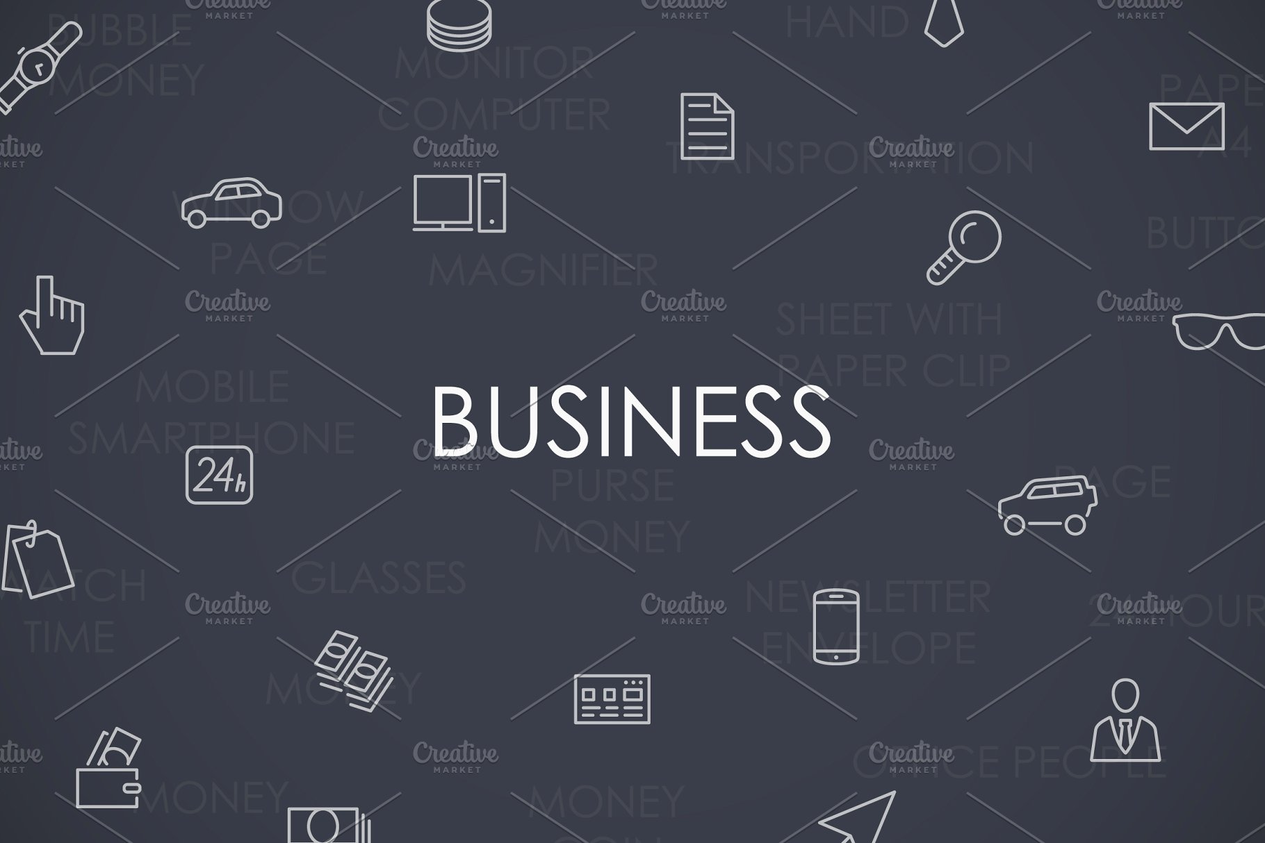 商业时间线图标素材 Business thinline ic