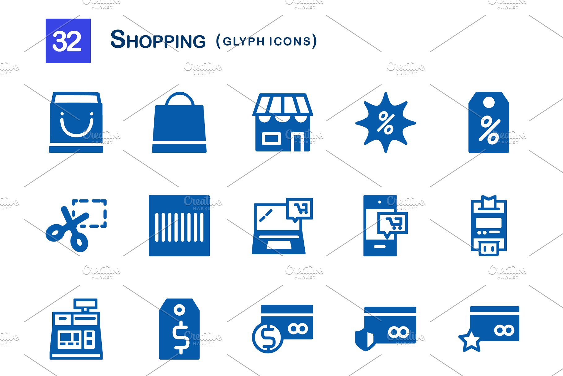 购物车图标素材 32 Shopping Glyph Icon